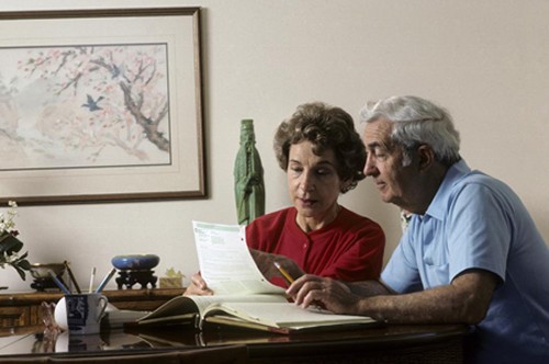 Older Couple Looking at Papers
